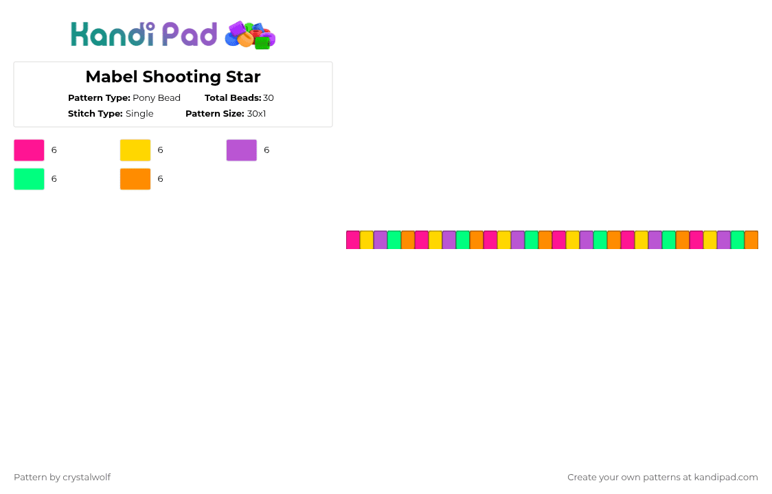 Mabel Shooting Star - Pony Bead Pattern by deleted_user_691212 on Kandi Pad - pink