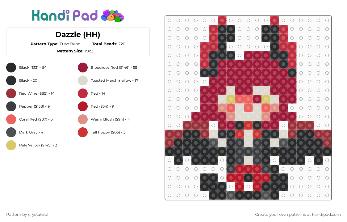 Dazzle (HH) - Fuse Bead Pattern by deleted_user_691212 on Kandi Pad - red