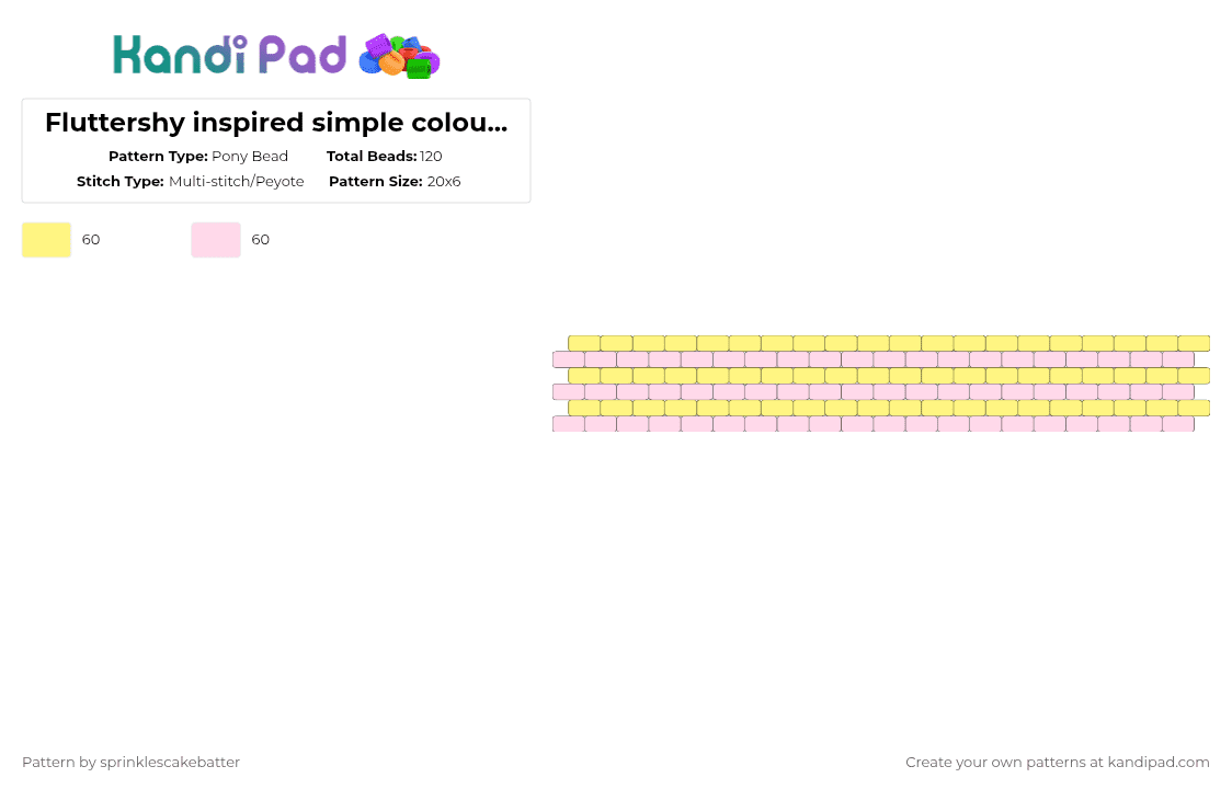 Fluttershy inspired simple coloured even peyote stitch cuff design! - Pony Bead Pattern by sprinklescakebatter on Kandi Pad - white, yellow