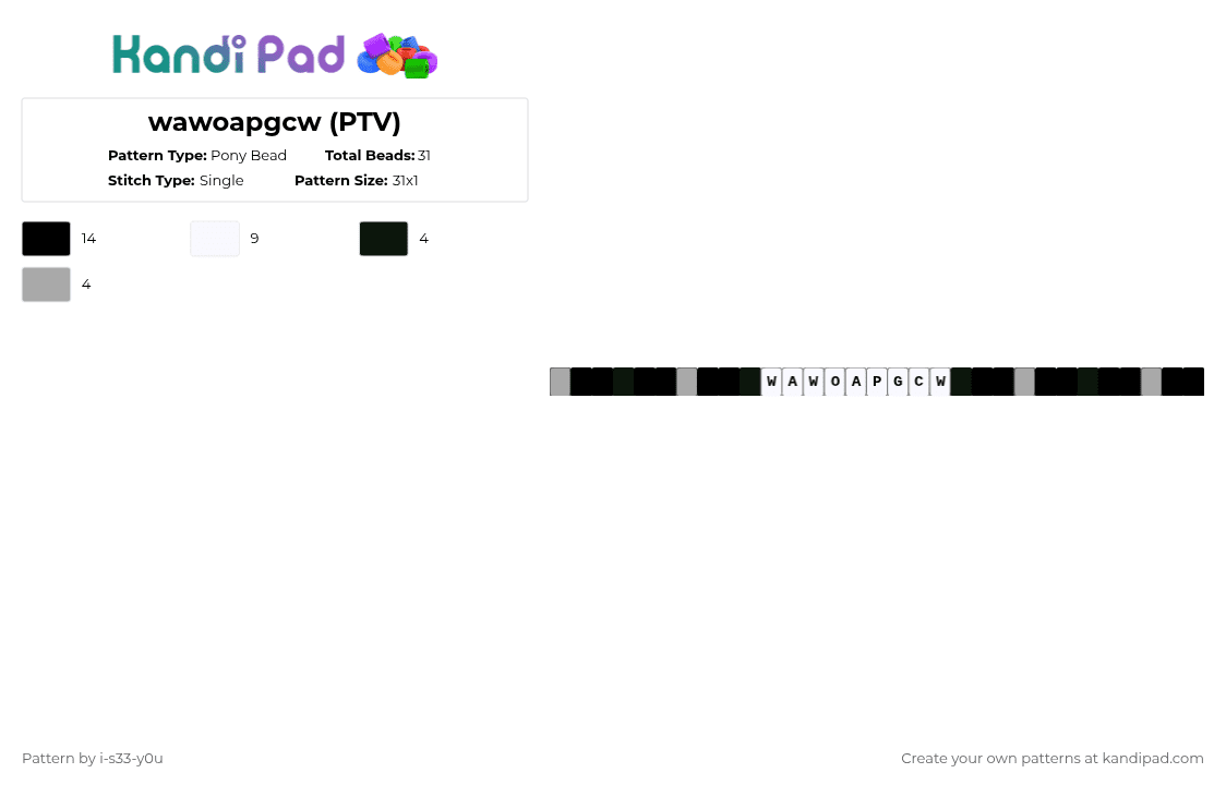wawoapgcw (PTV) - Pony Bead Pattern by i-s33-y0u on Kandi Pad - white,beige,piercetheveil,ptv