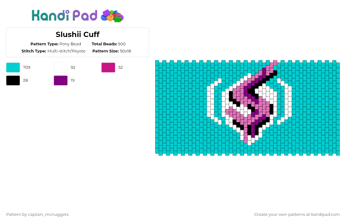 Slushii Cuff - Pony Bead Pattern by captain_mcnuggets on Kandi Pad - slushii,logo,dj,music,edm,light blue