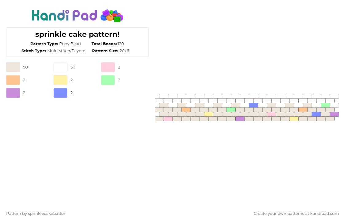 Sprinkle cake pattern! Pony Bead Pattern - Kandi Pad | Kandi Patterns ...