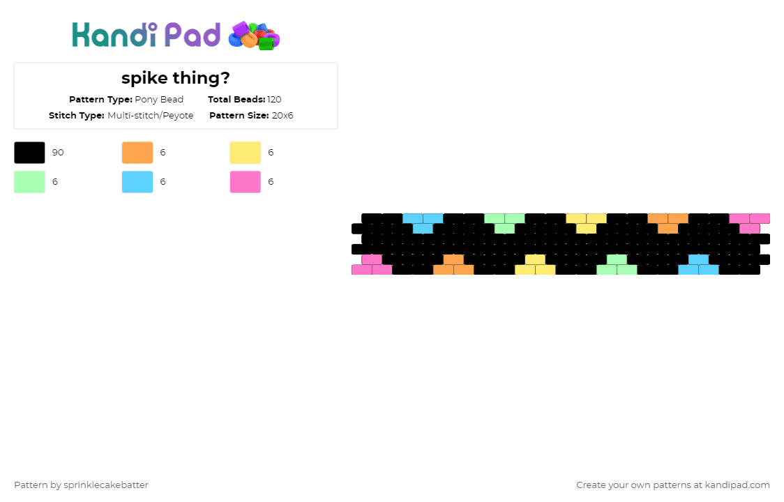 spike thing? - Pony Bead Pattern by sprinklecakebatter on Kandi Pad - black,yellow,light blue,colorful