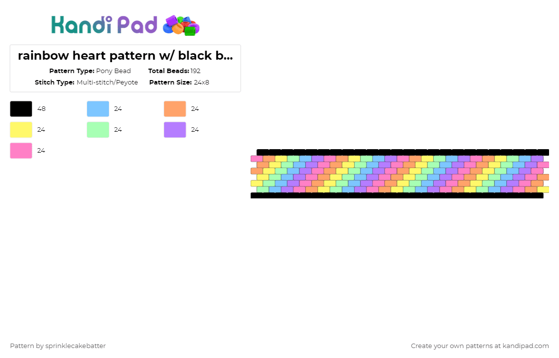 rainbow swirl pattern w/ black border! - Pony Bead Pattern by sprinklecakebatter on Kandi Pad - pink