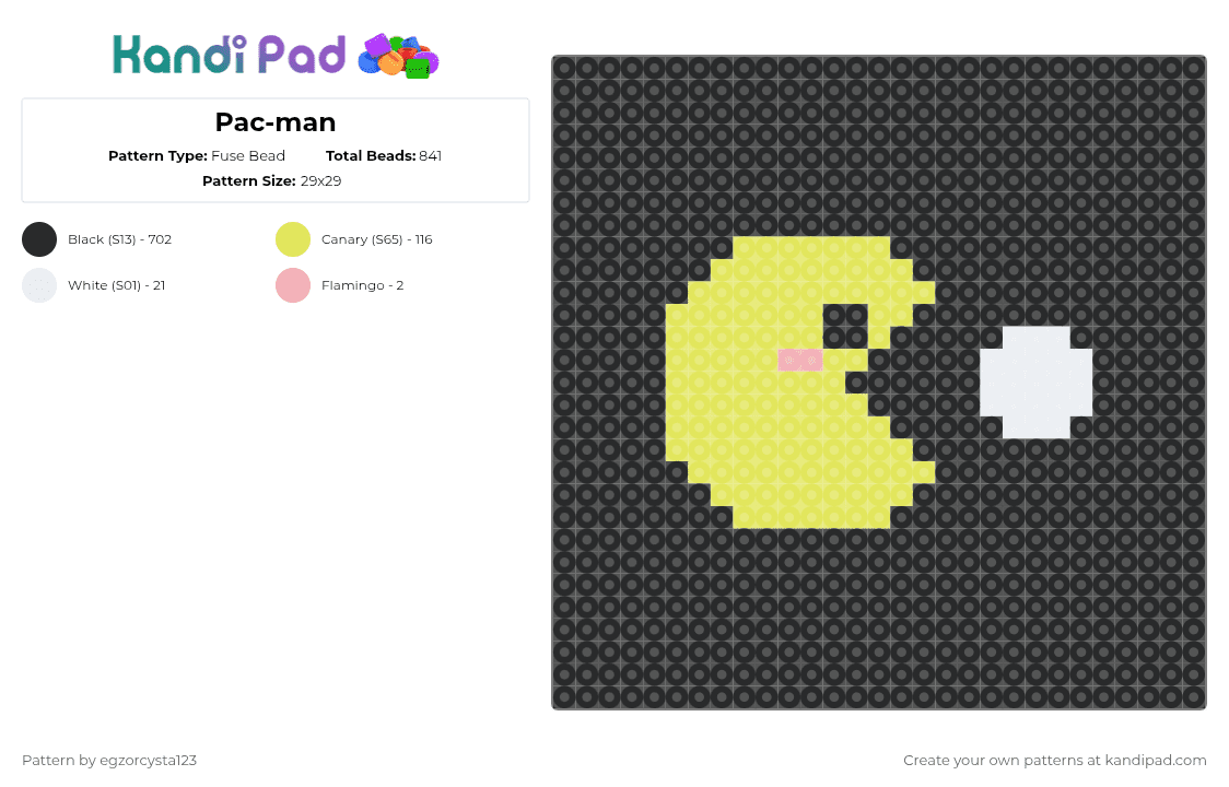 Pac Man Button Pattern Pac-man Fuse Bead Pattern - Kandi Pad | Kandi Patterns, Fuse Bead ...