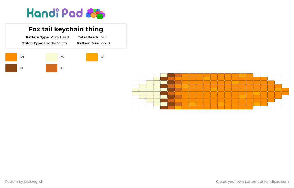 Fox tail keychain thing - Pony Bead Pattern by jakeenglish on Kandi Pad - orange,foxtail,fox,tail