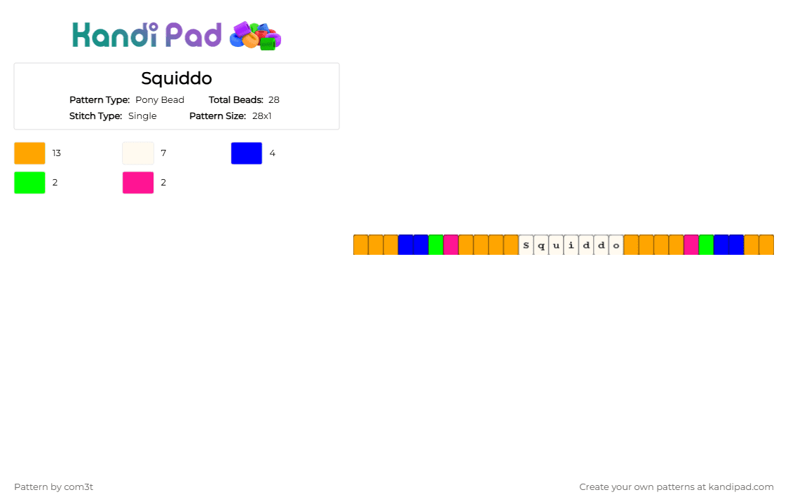 Squiddo - Pony Bead Pattern by com3t on Kandi Pad - orange