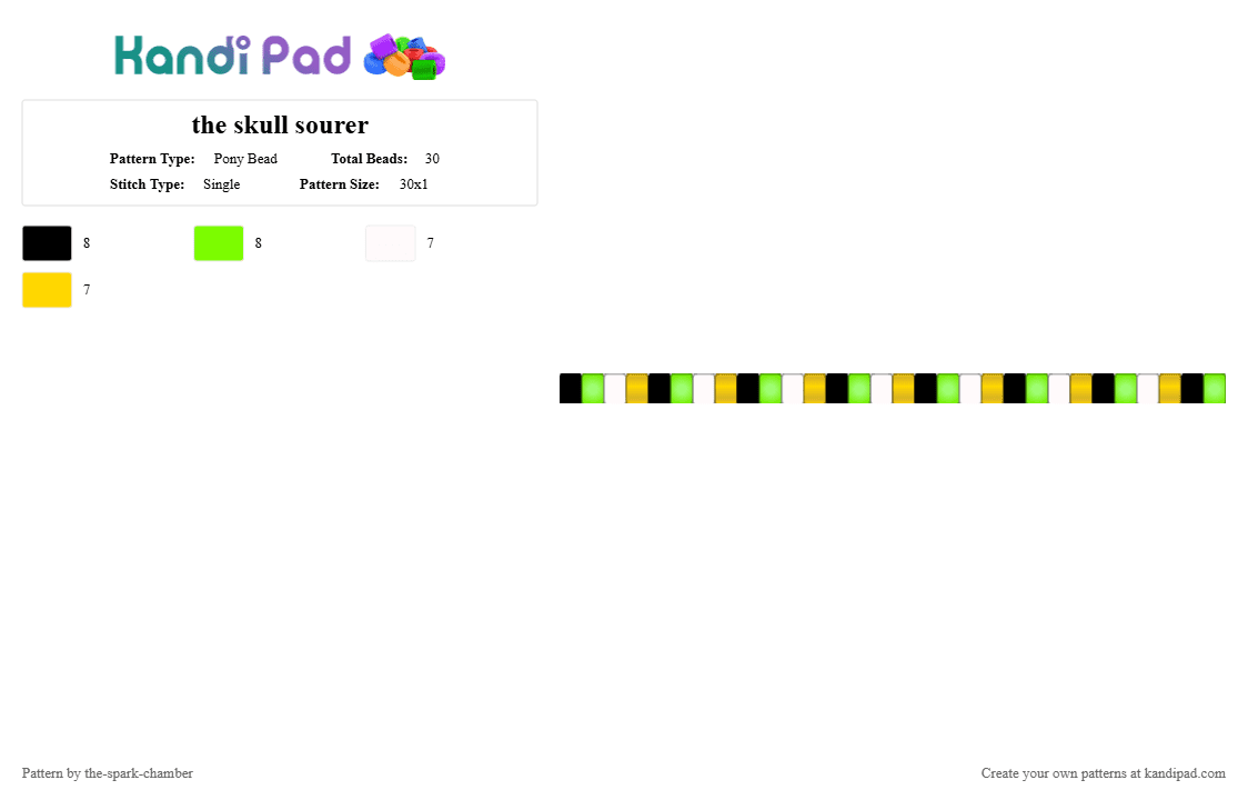 the skull sourer - Pony Bead Pattern by the-spark-chamber on Kandi Pad - green,yellow