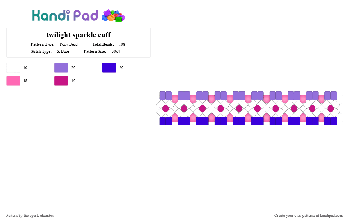 twilight sparkle cuff - Pony Bead Pattern by the-spark-chamber on Kandi Pad - purple,pink