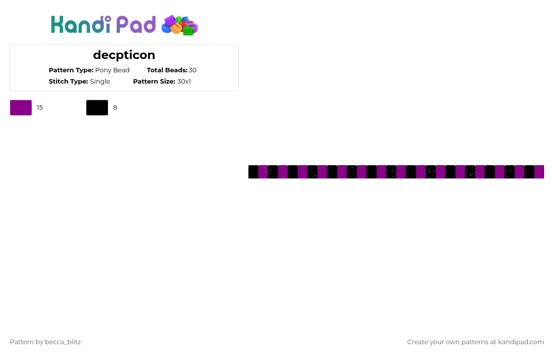 decpticon - Pony Bead Pattern by the-spark-chamber on Kandi Pad - black,pink