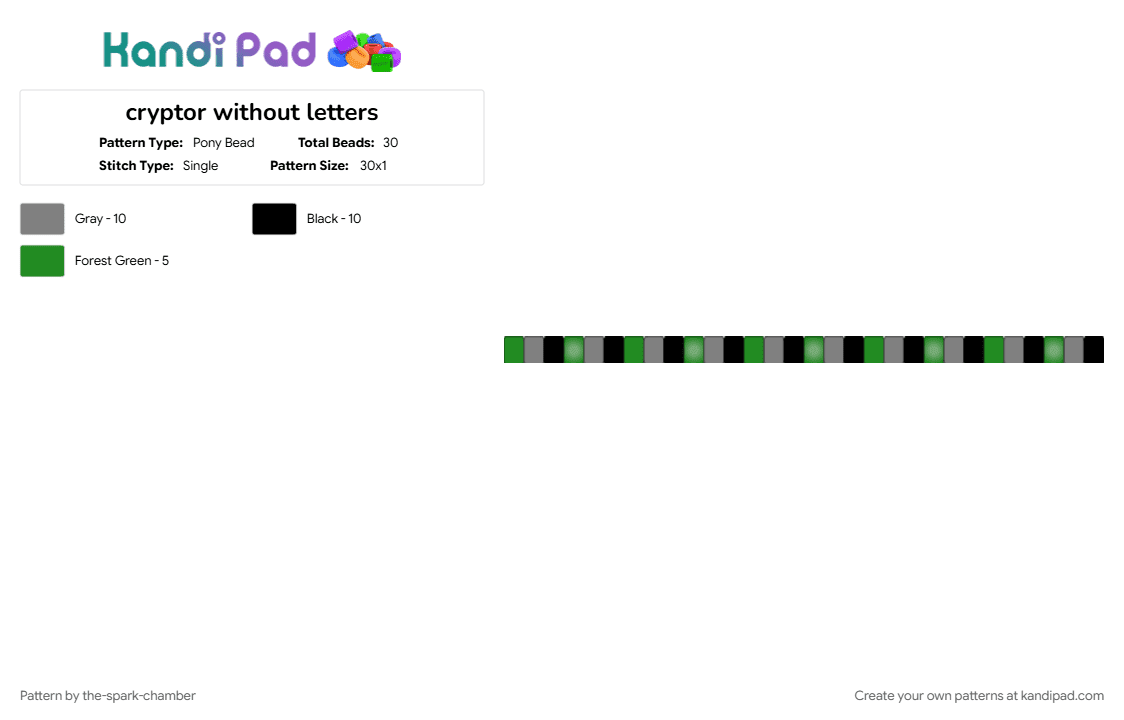 cryptor without letters - Pony Bead Pattern by the-spark-chamber on Kandi Pad - gray, green
