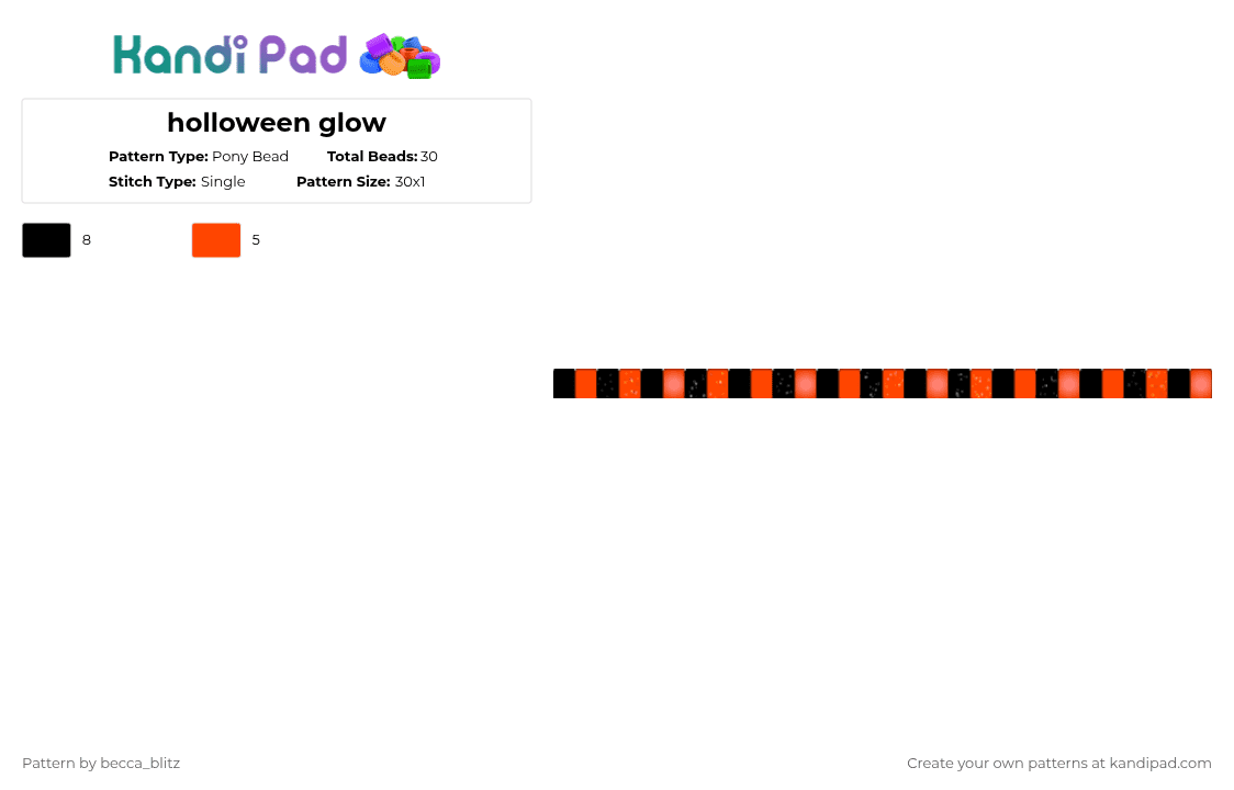 holloween glow - Pony Bead Pattern by the-spark-chamber on Kandi Pad - black,red