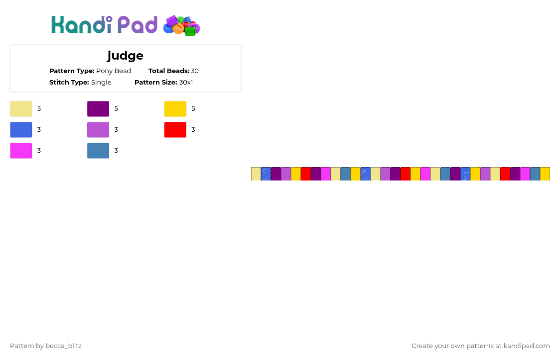 judge - Pony Bead Pattern by the-spark-chamber on Kandi Pad - yellow,pink