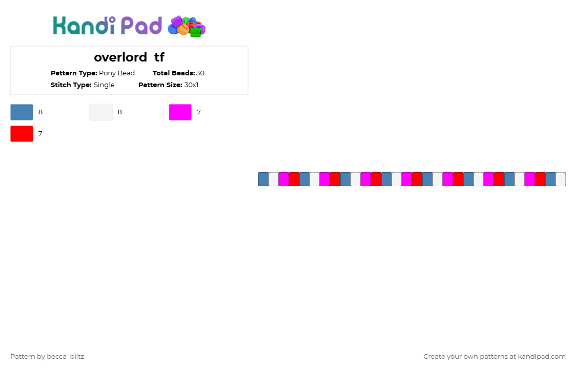 overlord  tf - Pony Bead Pattern by the-spark-chamber on Kandi Pad - blue