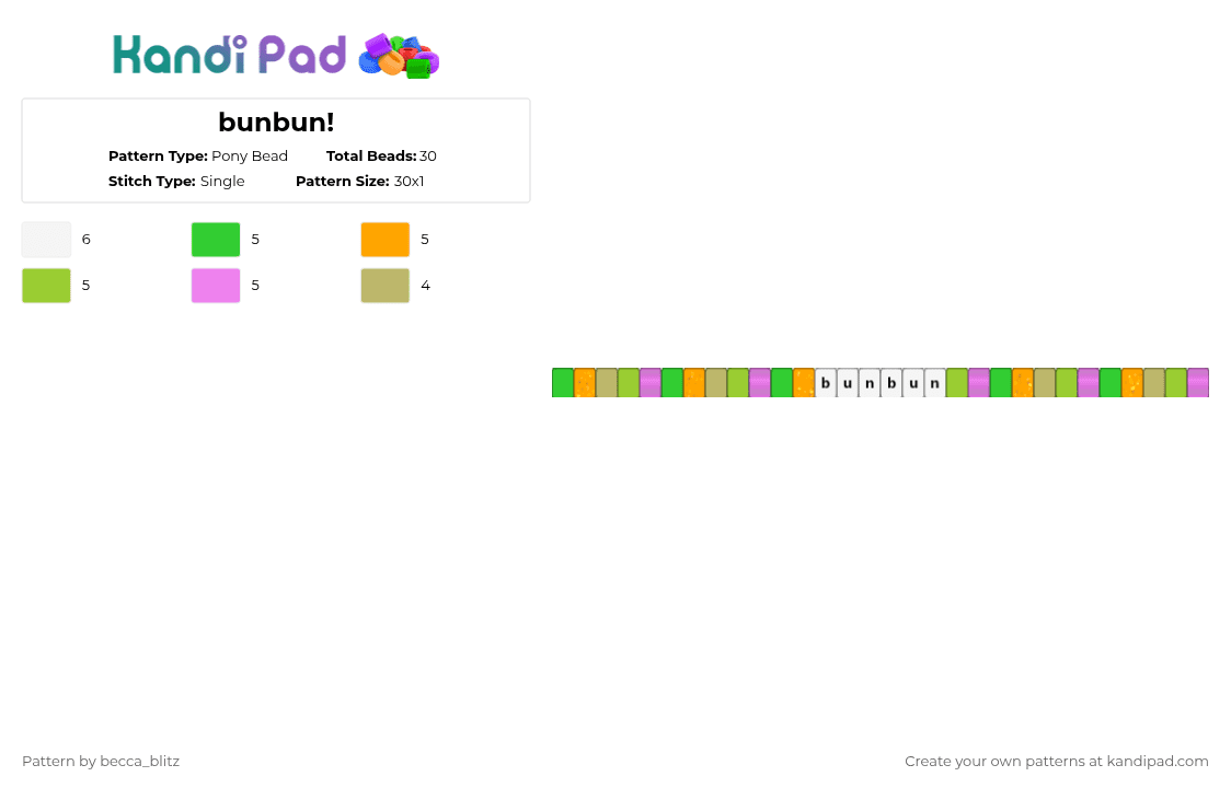 bunbun! - Pony Bead Pattern by the-spark-chamber on Kandi Pad - green