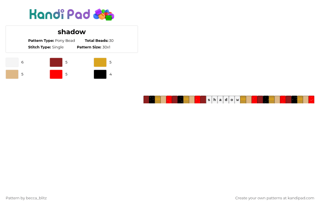 shadow - Pony Bead Pattern by the-spark-chamber on Kandi Pad - red