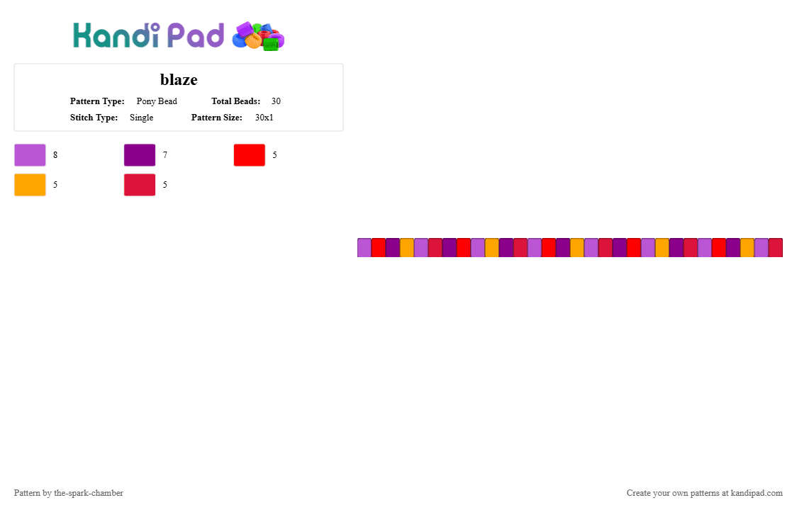 blaze - Pony Bead Pattern by the-spark-chamber on Kandi Pad - pink,red