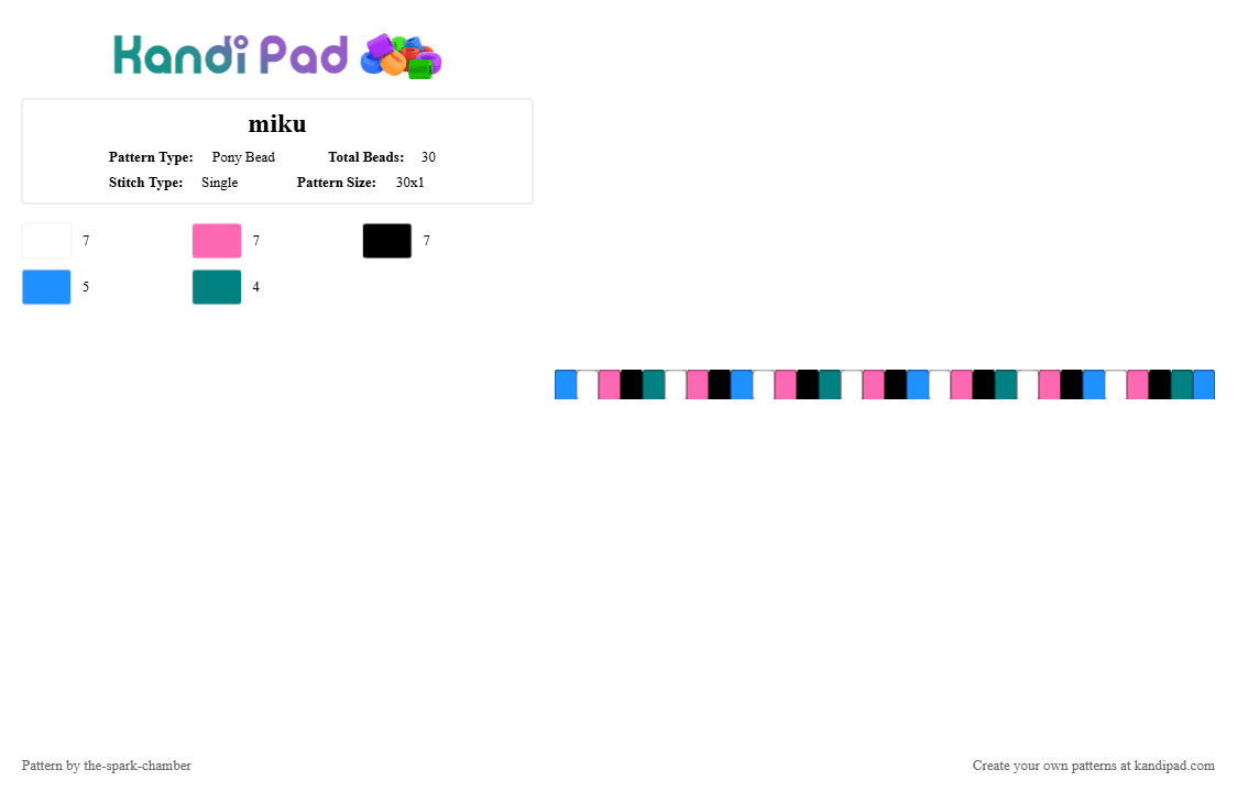 miku - Pony Bead Pattern by the-spark-chamber on Kandi Pad - pink