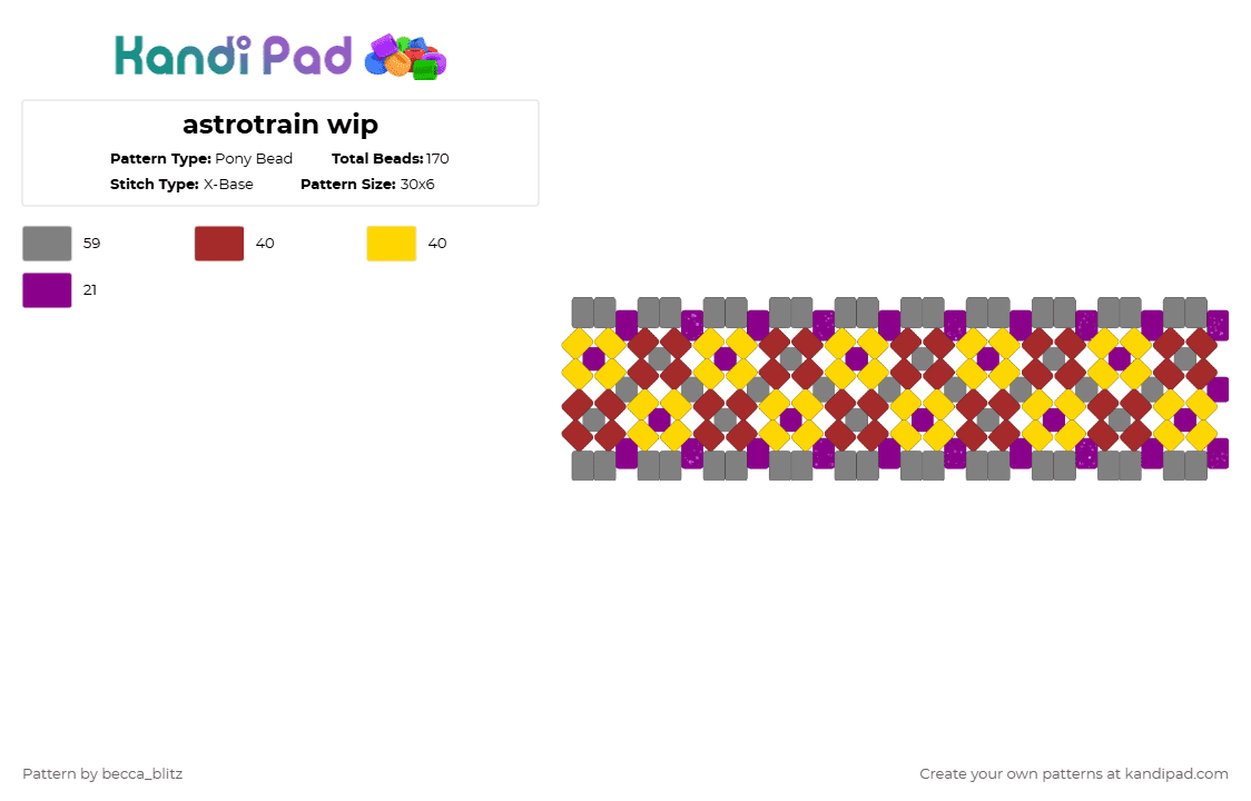 astrotrain x cuff - Pony Bead Pattern by the-spark-chamber on Kandi Pad - gray,red,yellow