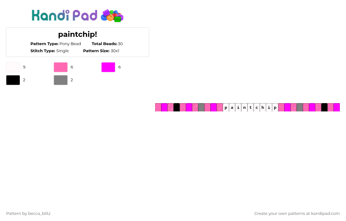 paintchip! - Pony Bead Pattern by the-spark-chamber on Kandi Pad - pink