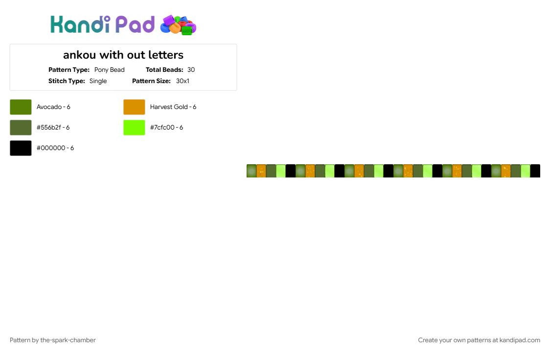 ankou with out letters - Pony Bead Pattern by the-spark-chamber on Kandi Pad - green