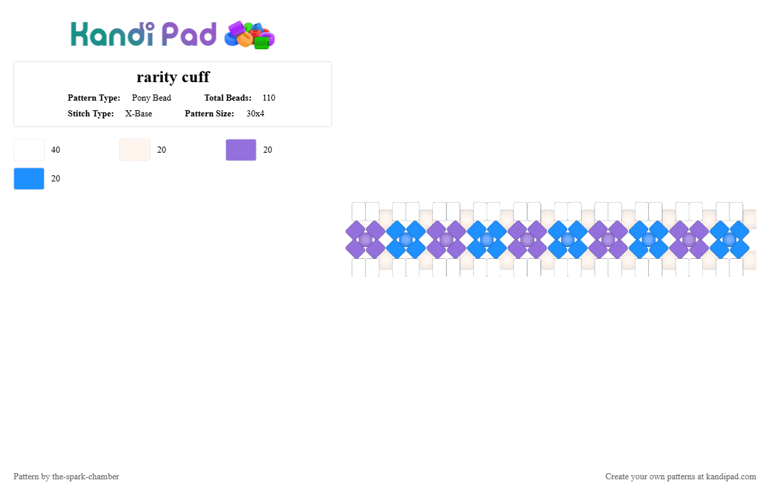 rarity cuff - Pony Bead Pattern by the-spark-chamber on Kandi Pad - purple,light blue