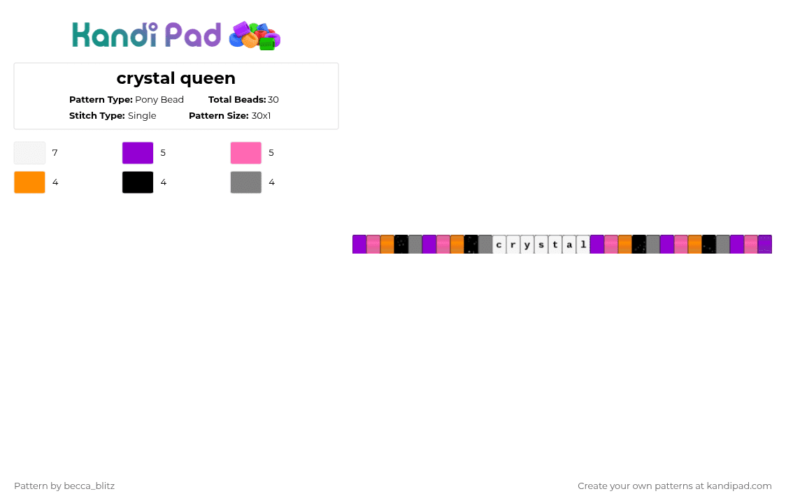 crystal queen - Pony Bead Pattern by the-spark-chamber on Kandi Pad - purple,pink