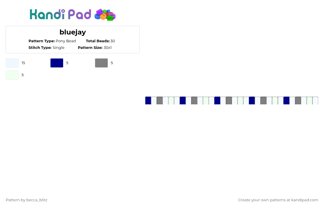 bluejay - Pony Bead Pattern by the-spark-chamber on Kandi Pad - white,purple,gray