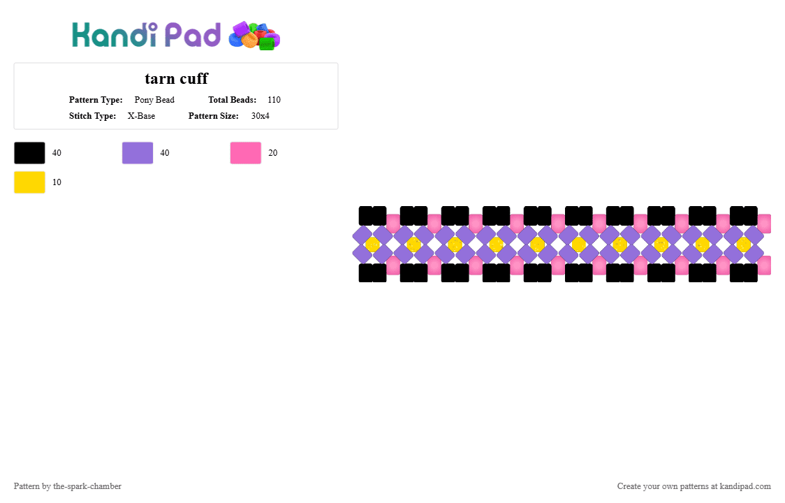 tarn cuff - Pony Bead Pattern by the-spark-chamber on Kandi Pad - purple
