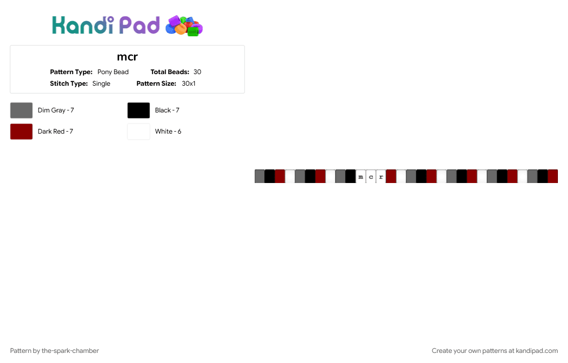 mcr - Pony Bead Pattern by the-spark-chamber on Kandi Pad - 