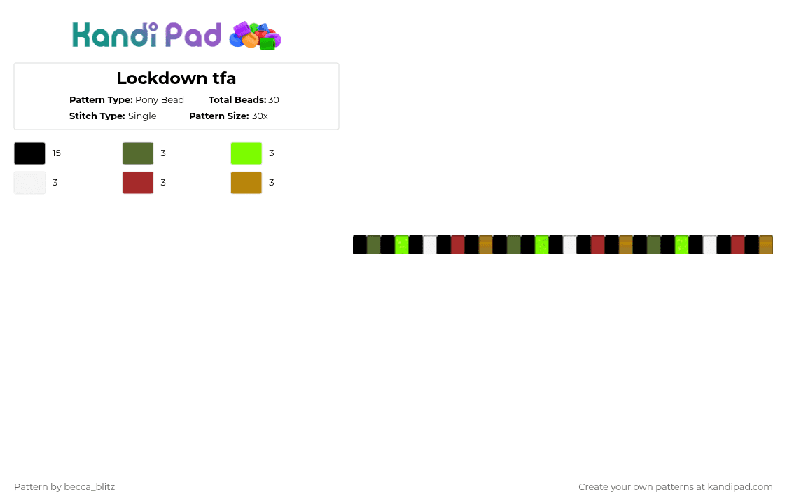 Lockdown tfa - Pony Bead Pattern by the-spark-chamber on Kandi Pad - black,gold