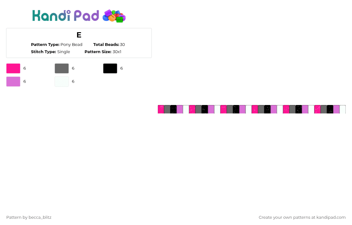 E - Pony Bead Pattern by the-spark-chamber on Kandi Pad - pink,gray