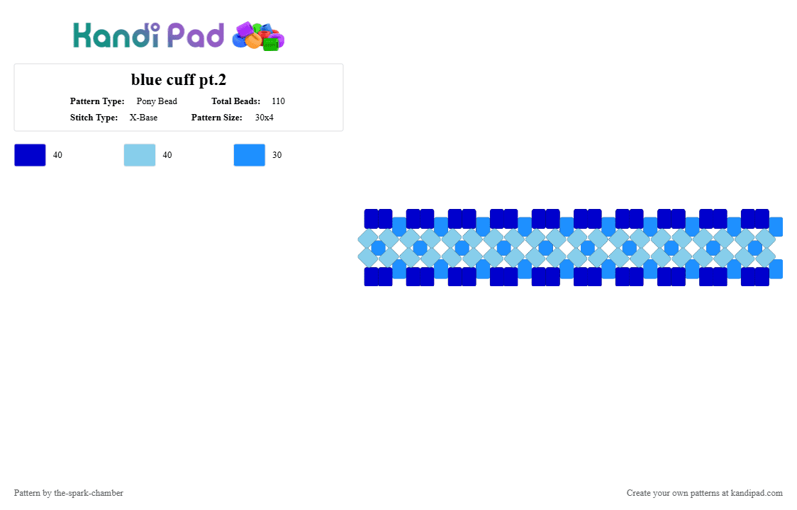 blue cuff pt.2 - Pony Bead Pattern by the-spark-chamber on Kandi Pad - purple,light blue,blue,dark blue