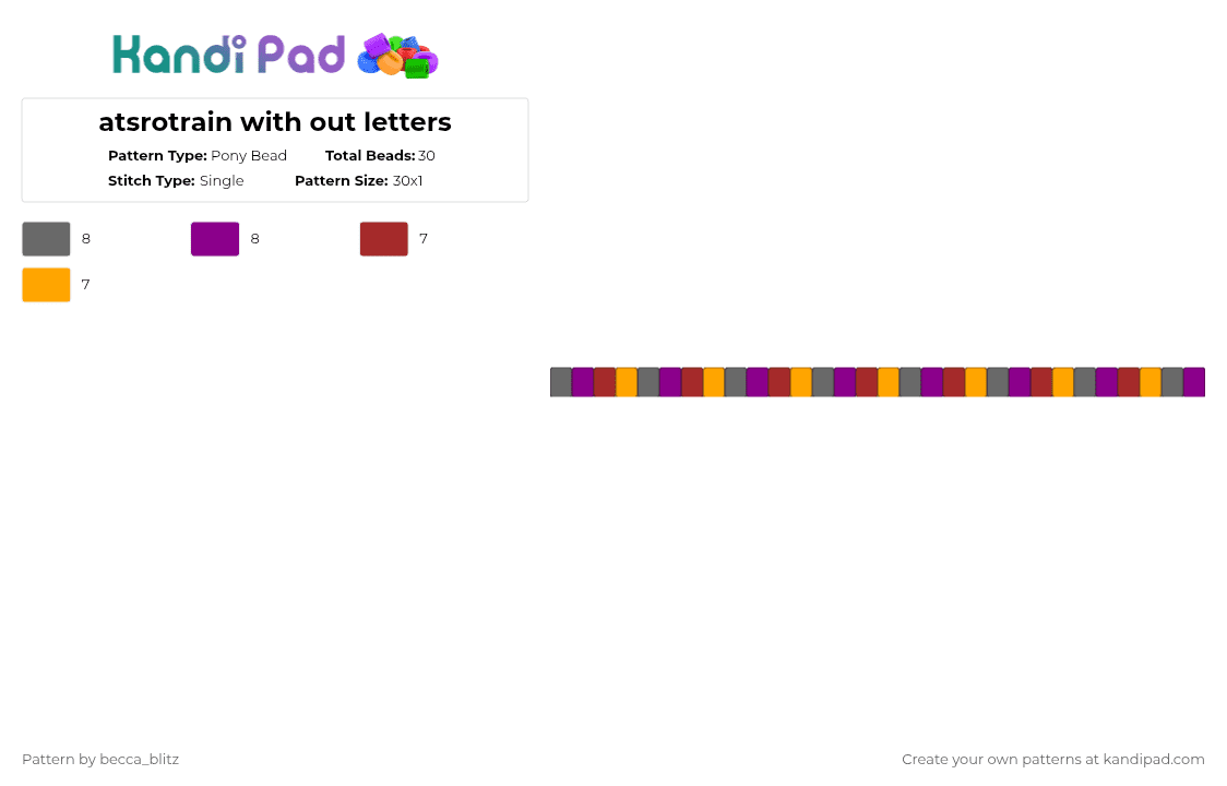 atsrotrain with out letters - Pony Bead Pattern by the-spark-chamber on Kandi Pad - gray,pink
