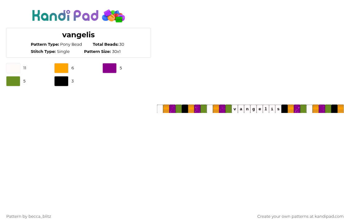 vangelis - Pony Bead Pattern by the-spark-chamber on Kandi Pad - orange