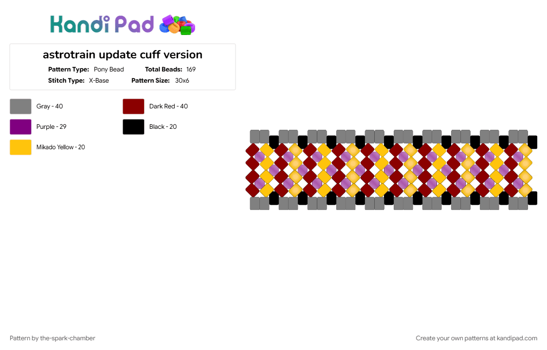 astrotrain update cuff version - Pony Bead Pattern by the-spark-chamber on Kandi Pad - clear, decpticon, glow, gray, purple, red, transformers, villain, yellow