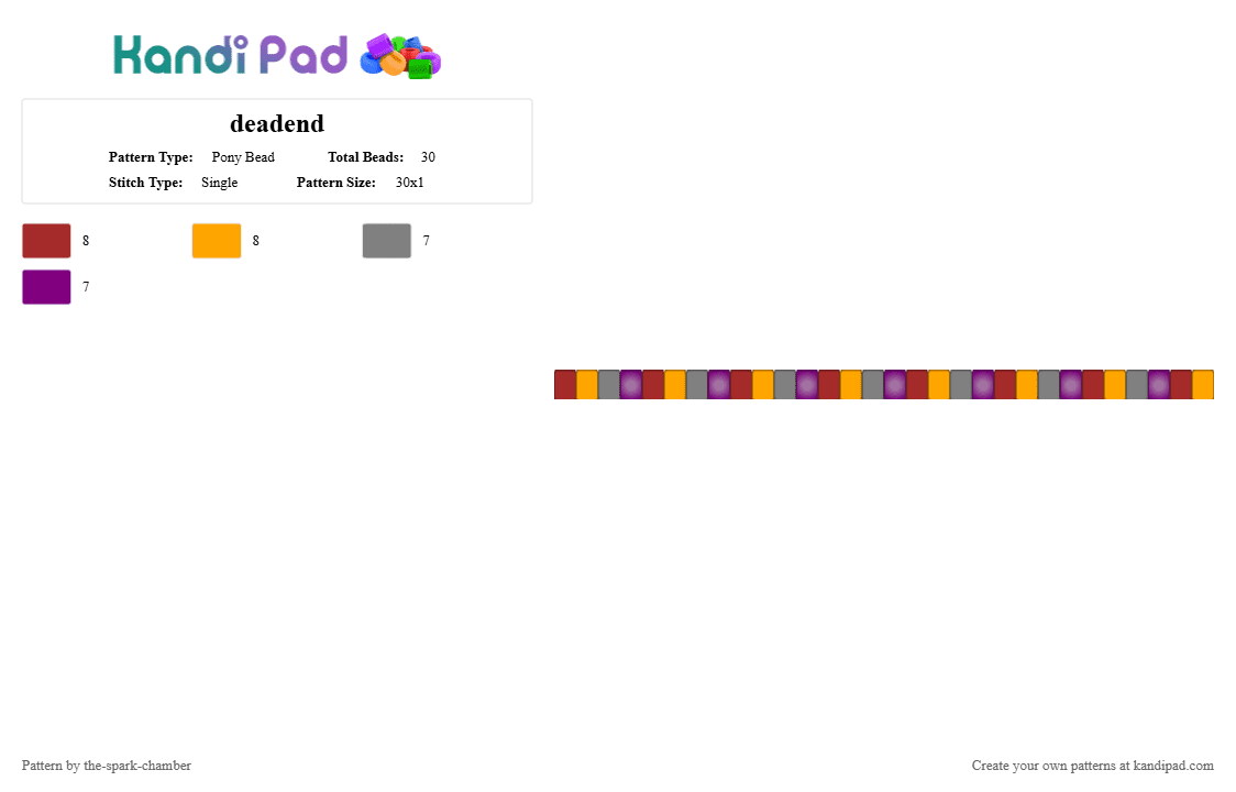 deadend - Pony Bead Pattern by the-spark-chamber on Kandi Pad - red,orange,yellow,gray,purple,decpticon,villain,tf
