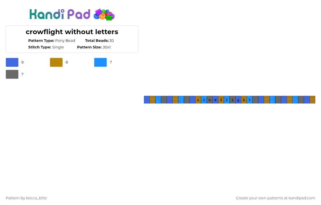 crowflight without letters - Pony Bead Pattern by the-spark-chamber on Kandi Pad - blue,gold