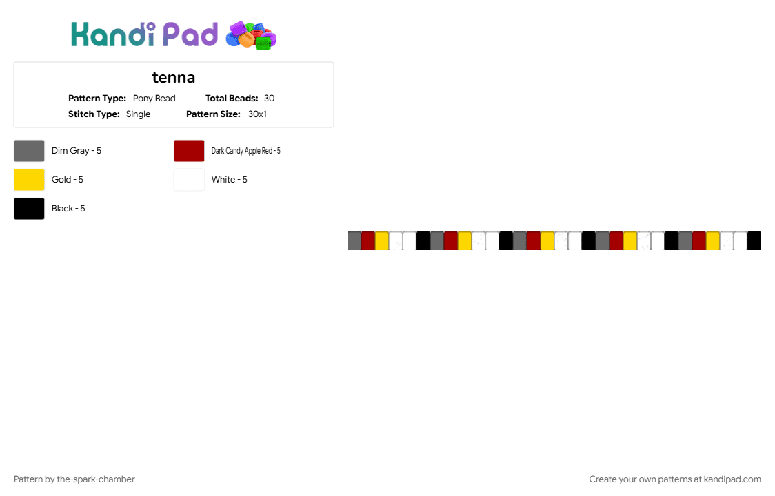 tenna - Pony Bead Pattern by the-spark-chamber on Kandi Pad - black, clear, deltarune, gray, red, tenna, white, yellow