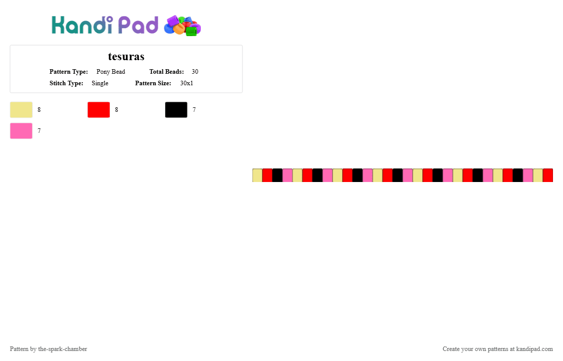 tesuras - Pony Bead Pattern by the-spark-chamber on Kandi Pad - yellow,red