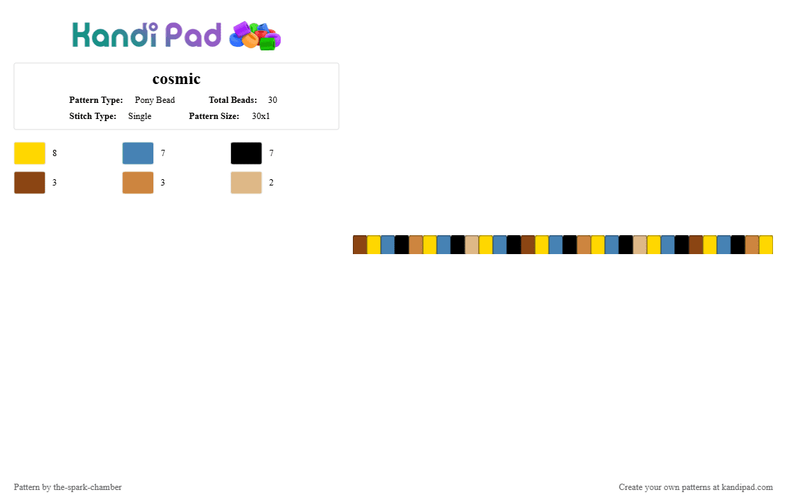 cosmic - Pony Bead Pattern by the-spark-chamber on Kandi Pad - yellow,blue