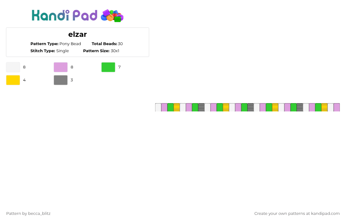 elzar - Pony Bead Pattern by the-spark-chamber on Kandi Pad - pink,green