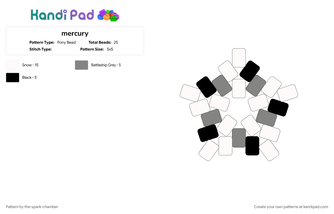 mercury - Pony Bead Pattern by the-spark-chamber on Kandi Pad - white
