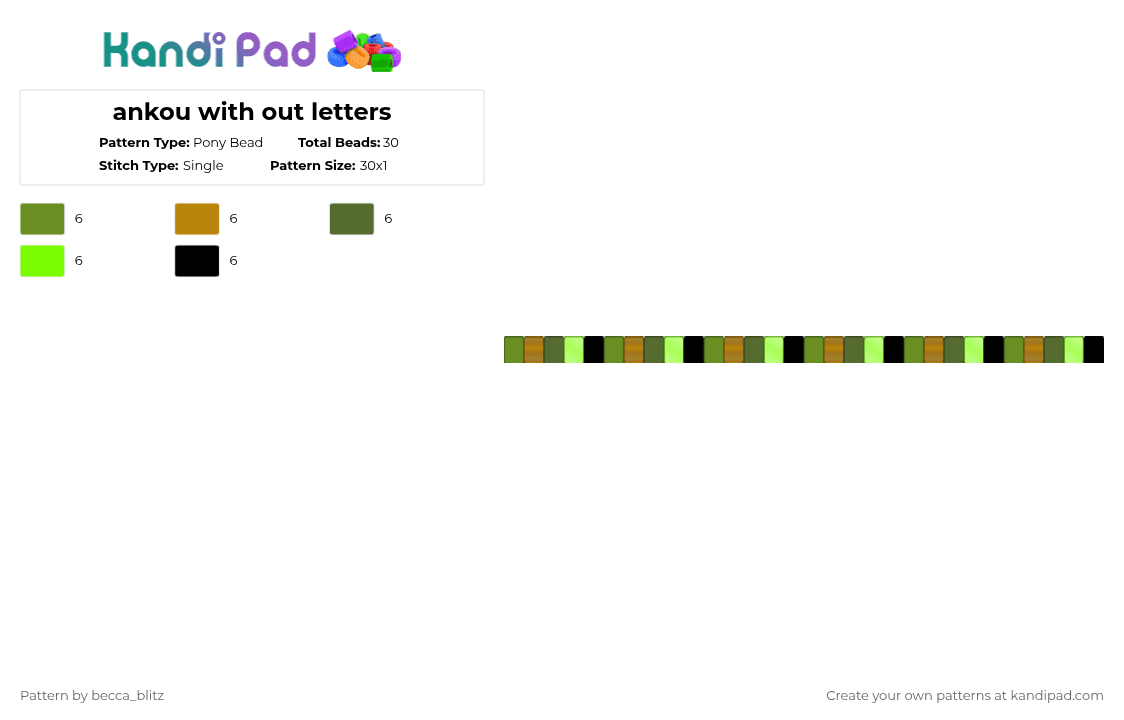 ankou with out letters - Pony Bead Pattern by the-spark-chamber on Kandi Pad - green,gold