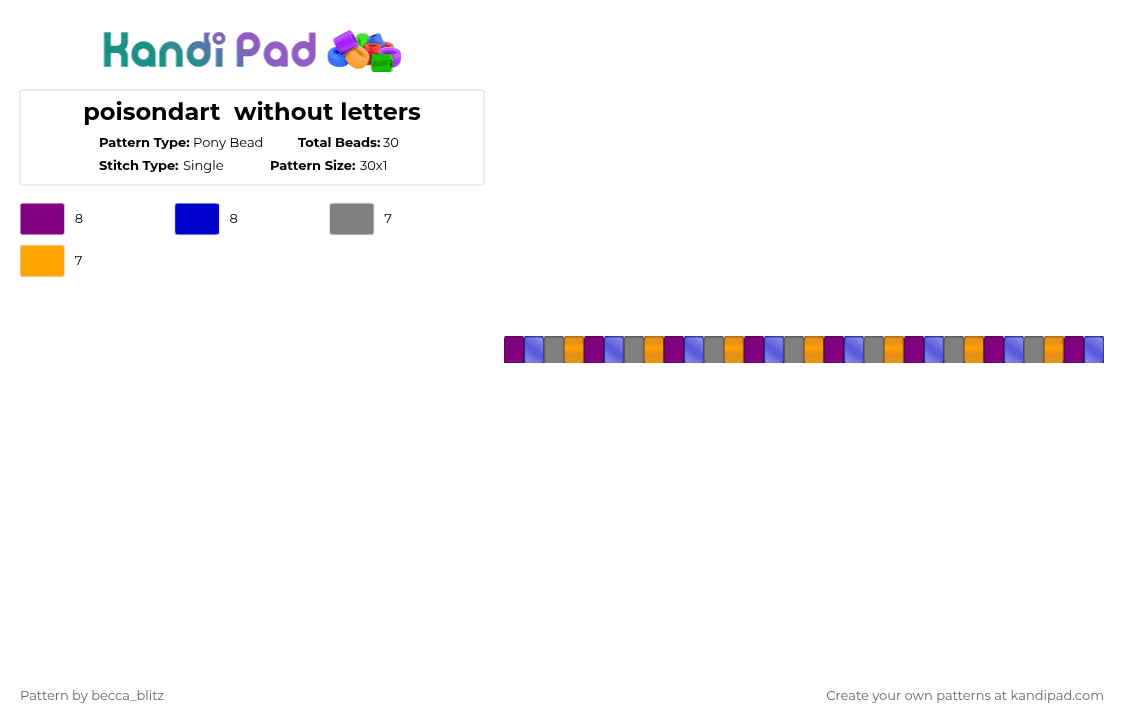 poisondart  without letters - Pony Bead Pattern by the-spark-chamber on Kandi Pad - pink,purple