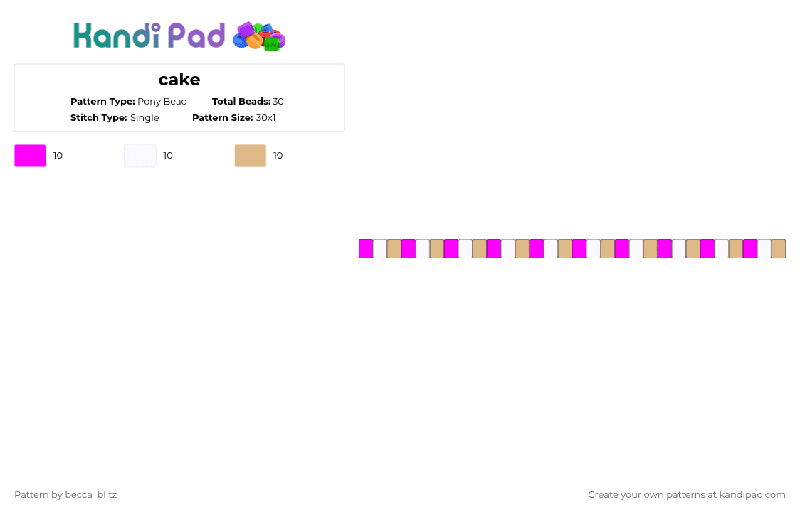 cake - Pony Bead Pattern by the-spark-chamber on Kandi Pad - pink,beige