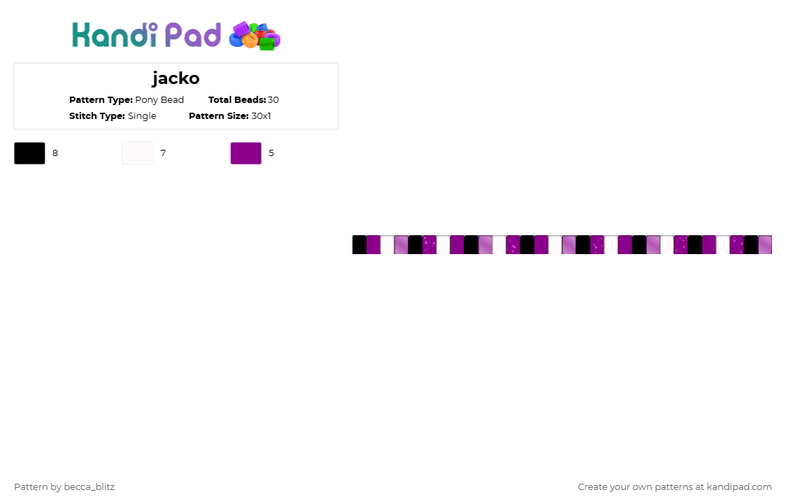 jacko - Pony Bead Pattern by the-spark-chamber on Kandi Pad - pink,white