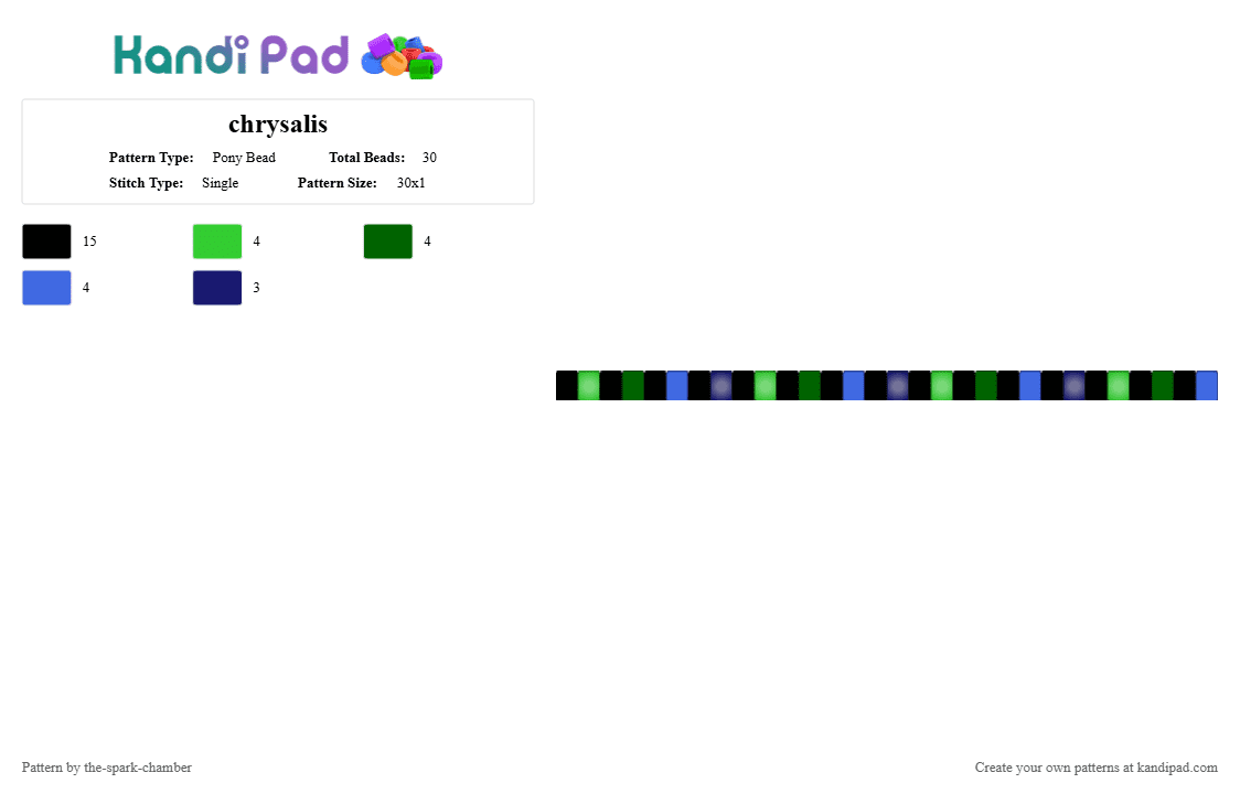 chrysalis - Pony Bead Pattern by the-spark-chamber on Kandi Pad - green,my little pony,villain,blue,glow in the dark,black