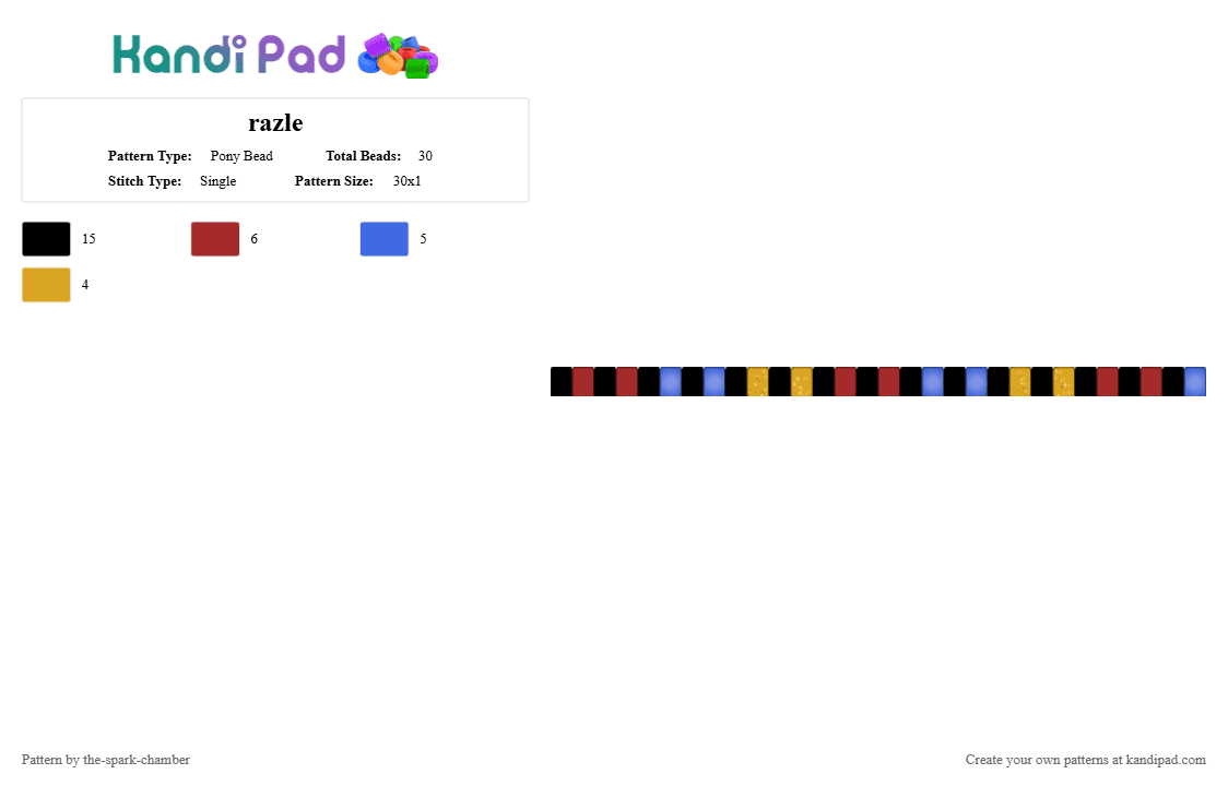 razle - Pony Bead Pattern by the-spark-chamber on Kandi Pad - red,blue,oc