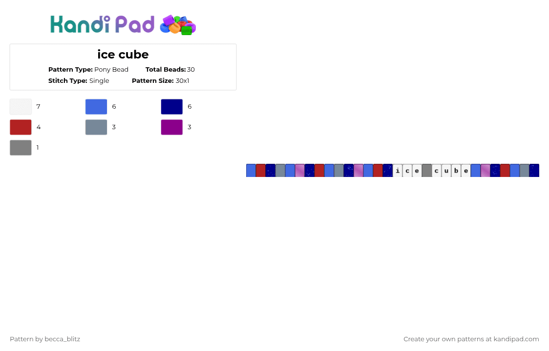 ice cube - Pony Bead Pattern by the-spark-chamber on Kandi Pad - blue,purple